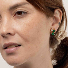 Load image into Gallery viewer, Mismatched Zambian Emerald and Diamond Succulent Earrings

