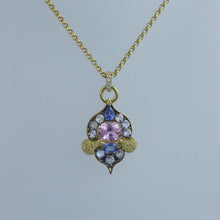 Load image into Gallery viewer, Arabesque Pendant in Kunzite, Moonstones and Sapphires
