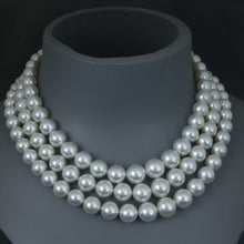 Load image into Gallery viewer, Three Strand Graduated Round South Sea Pearl Necklace
