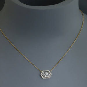 Natural Colored Diamond Pave Hex Necklace
