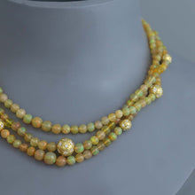 Load image into Gallery viewer, Ethiopian Opal Torsade with Diamond Star Set Gold Spheres
