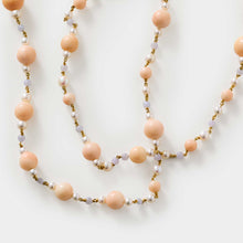 Load image into Gallery viewer, Angel Skin Coral and Lavender Jade Rosary Necklace
