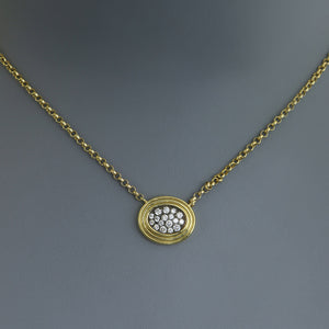 Gold Concentric Dome Pave Necklace
