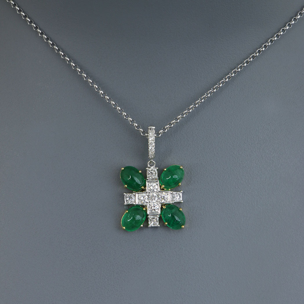 Zambian Emerald Cross Necklace