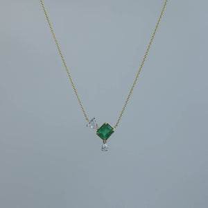 Emerald Cut Zambian Emerald Zen Necklace