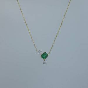 Emerald Cut Zambian Emerald Zen Necklace