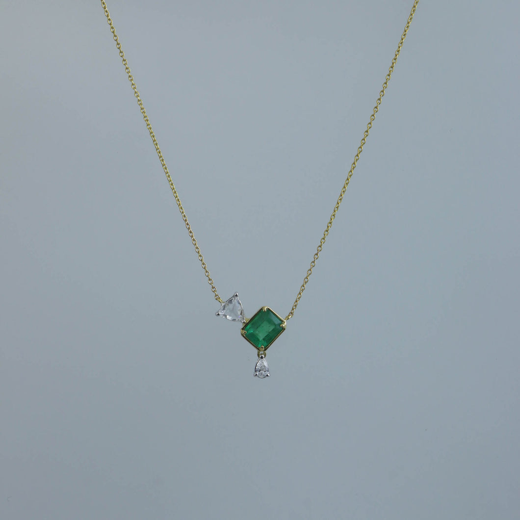 Emerald Cut Zambian Emerald Zen Necklace