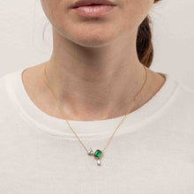 Load image into Gallery viewer, Emerald Cut Zambian Emerald Zen Necklace
