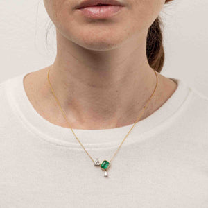 Emerald Cut Zambian Emerald Zen Necklace