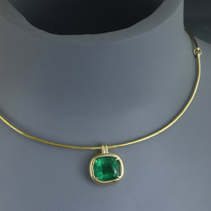 Zambian Emerald Dome Bezel Necklace