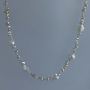 White and Gold Keshi Pearl Shard Necklace