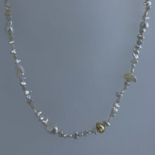 Load image into Gallery viewer, White and Gold Keshi Shard Necklace
