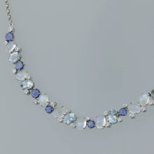 Load image into Gallery viewer, Blue Moonstone, Aquamarine and Blue Sapphire Wreath Necklace
