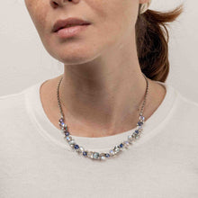 Load image into Gallery viewer, Blue Moonstone, Aquamarine and Blue Sapphire Wreath Necklace
