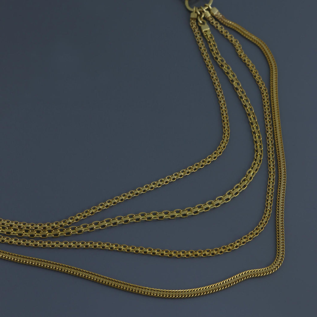 Mutli Stand Gold Chain Bib Necklace