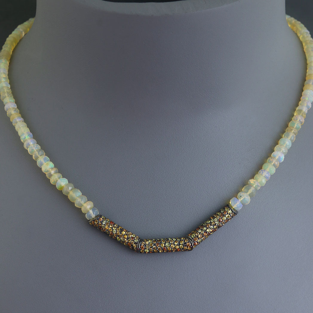 Orange and Yellow Sapphire Oblique XL Necklace