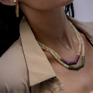 Emerald and Tsavorite Oblique XL Necklace