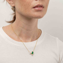 Load image into Gallery viewer, Oval Zambian Emerald and Trilliant Rose Cut Diamond Zen Necklace
