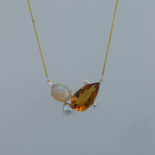 Load image into Gallery viewer, Stunning Citrine, Ethiopian Opal and Keshi Pearl Zen Necklace
