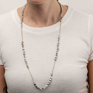 Tahitian Keshi Pearls and Rose Gold Chain Necklace