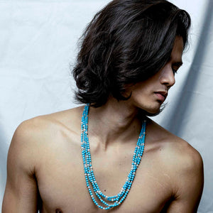 Multi Strand Turquoise and Pearl Ellipse Necklace