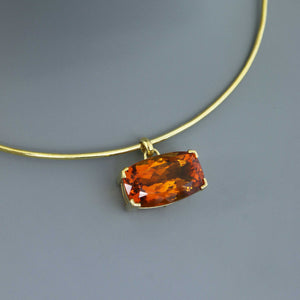 Fine Citrine Cushion Minimalist Necklace