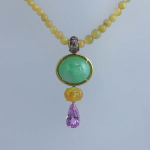 Jadeite and Kunzite Drop Necklace