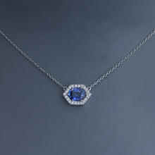 Load image into Gallery viewer, Hex Blue Sapphire Pendant with Diamonds
