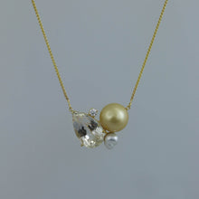 Load image into Gallery viewer, Pear Kunzite and Champagne South Sea Pearl Zen Necklace
