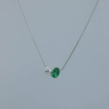 Load image into Gallery viewer, Zambian Emerald and Diamond Toi et Moi Necklace
