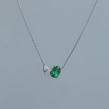 Load image into Gallery viewer, Zambian Emerald and Diamond Toi et Moi Necklace
