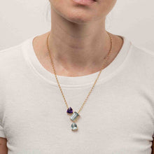 Load image into Gallery viewer, Aquamarine, Color Change Amethyst and Blue Topaz Zen Necklace
