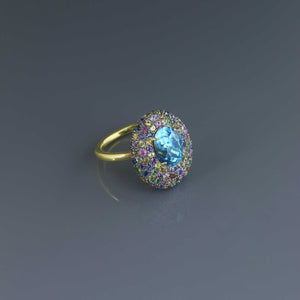 Blue Zircon Offset Dome Ring