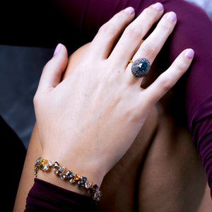 Blue Zircon Offset Dome Ring