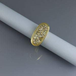 Natural Fancy Colored Diamond Pave Oval Ring