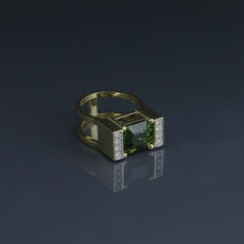 Load image into Gallery viewer, Verdelite Tourmaline Pave Bar Ring
