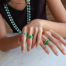Load image into Gallery viewer, Burmese Jadeite and Champagne Diamond Double Ring
