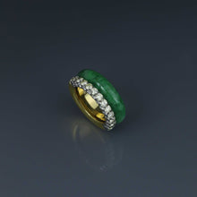Load image into Gallery viewer, Burmese Jadeite and Champagne Diamond Double Ring
