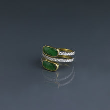 Load image into Gallery viewer, Jadeite Cabochon Diamond Spiral Ring
