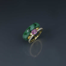 Load image into Gallery viewer, Hot Pink Sapphire and Jadeite Jade Mystery Ring
