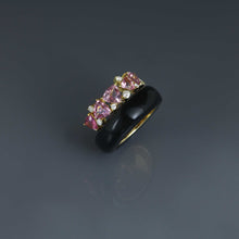 Load image into Gallery viewer, Onyx and Pink Spinel Ring
