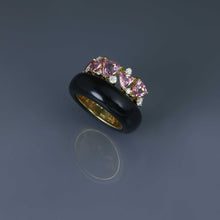 Load image into Gallery viewer, Onyx and Pink Spinel Ring
