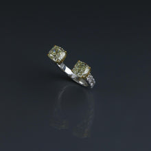Load image into Gallery viewer, Yellow Diamond Cushion Open Ring
