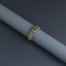 Load image into Gallery viewer, Yellow Gold Bezel Set Emerald Cut Diamond Half Eternity Ring
