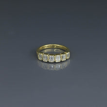 Load image into Gallery viewer, Yellow Gold Bezel Set Emerald Cut Diamond Half Eternity Ring
