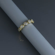 Load image into Gallery viewer, Yellow Gold Bezel Set Oval Diamond Half Eternity Ring
