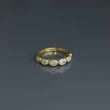 Load image into Gallery viewer, Yellow Gold Bezel Set Oval Diamond Half Eternity Ring
