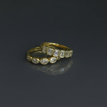 Load image into Gallery viewer, Yellow Gold Bezel Set Emerald Cut Diamond Half Eternity Ring
