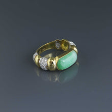 Load image into Gallery viewer, Jadeite Cabochon and Diamond Pave Deco Revival Ring

