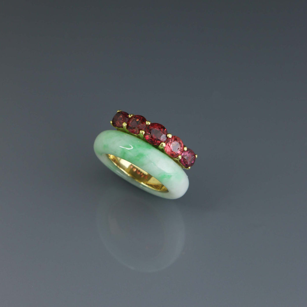 Jadeite and Red Spinel Eternity Ring